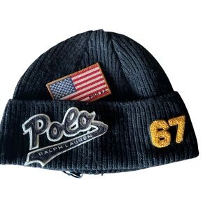Polo Ralph Lauren Black Knit Beanie Cap 
POLO Ralph Lauren #67 American Flag OS